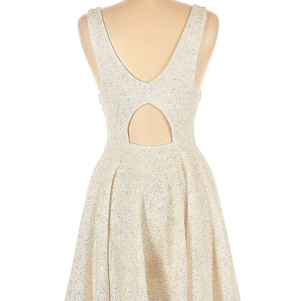 Silence and Noise Gold and White Tea Dress with Back Cut-Out - Size Large - Picture 4 of 8